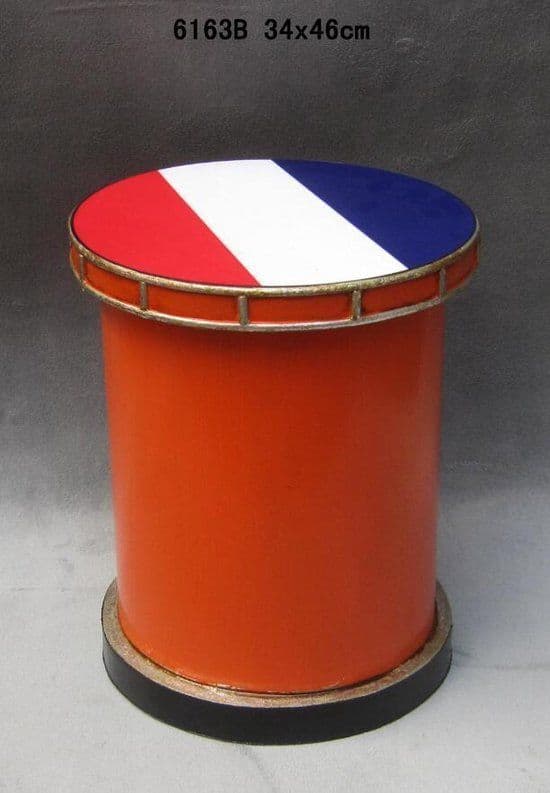 Holland Elftal Krukje - Cilindervormig Poef - Retro Hout Metaal - Oranje Blauw Wit Rood
