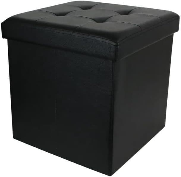 SoBuy Poef - Opbergpoef 48 x 48 x 48 cm - Zwart