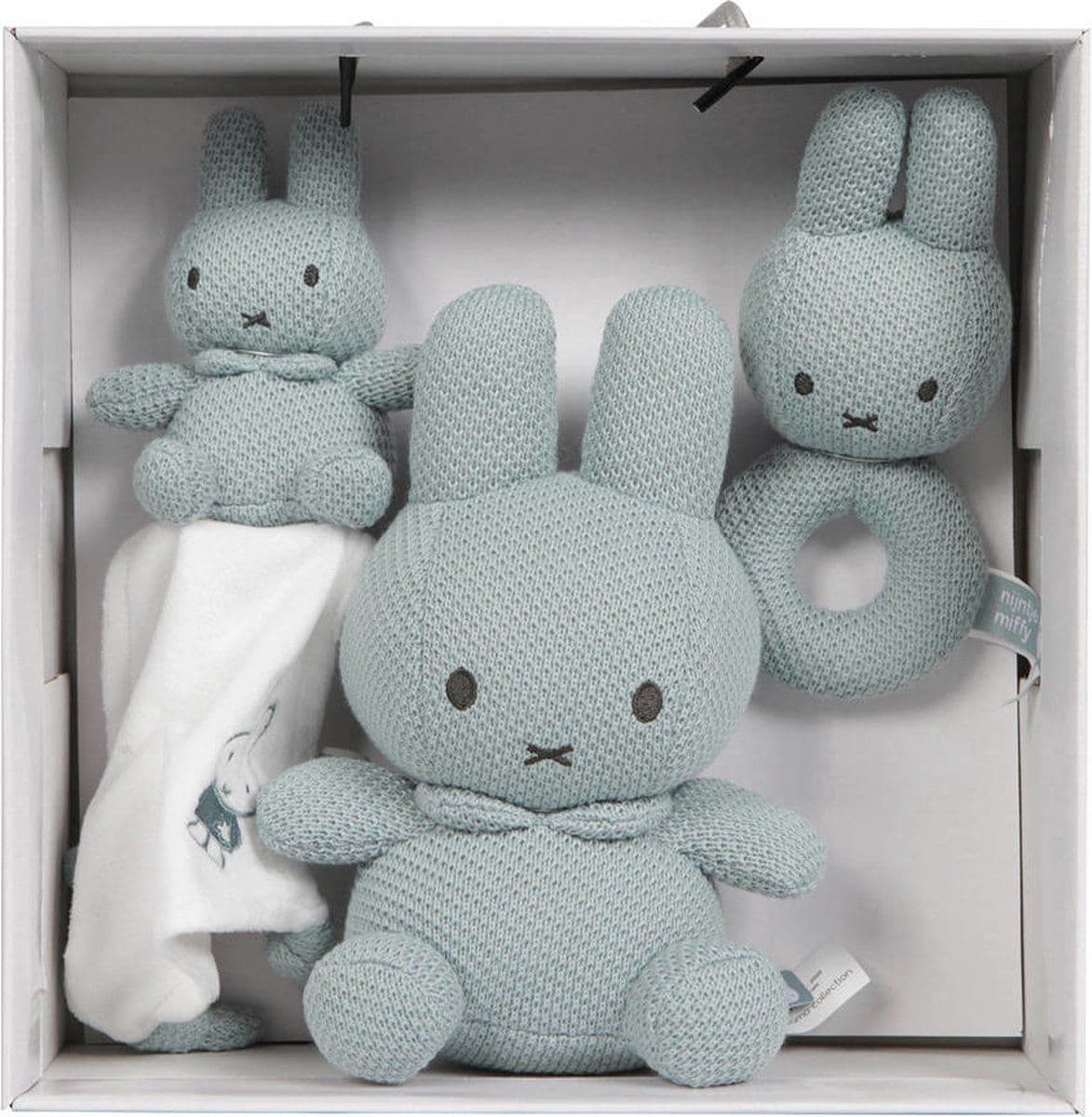 Nijntje Green Knit - Baby geschenkset - Knuffel rammelaar knuffeldoekje - Groen