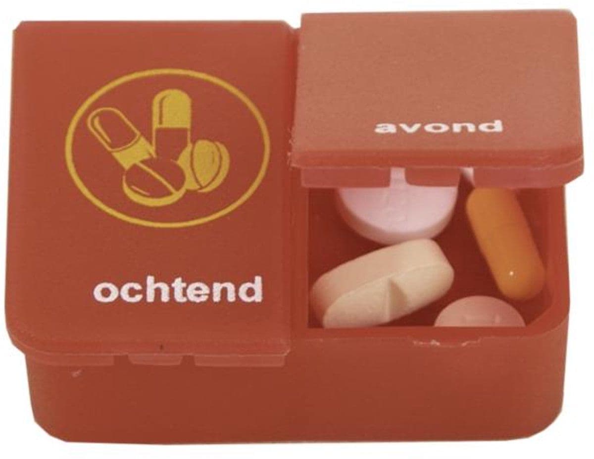 Klein pillendoosje 1 dag 2-vaks Rood