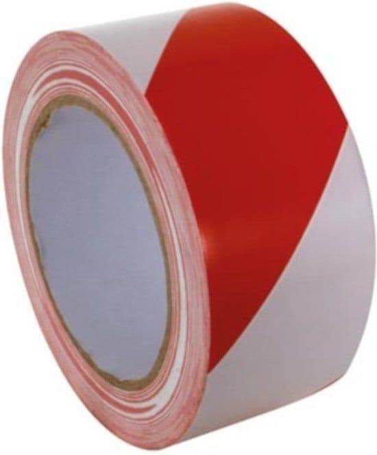 Perel Signalisatietape - Zelfklevend - Rood/Wit - 5 cm x 33 m