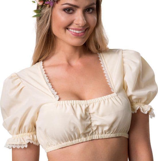 Dressforfun Dirndlblouse Anni M - Dirndlblouse met kanten afwerking en elastische mouwen