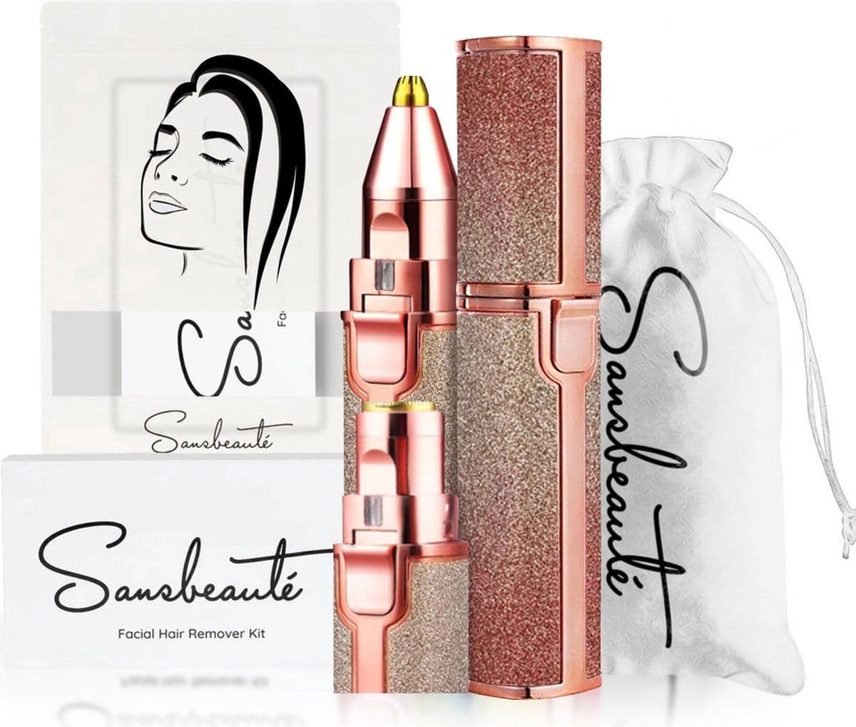 Sansbeauté® 2 in 1 - Wenkbrauw Trimmer - Pijnloze Gezichtsontharing - Limited Edition