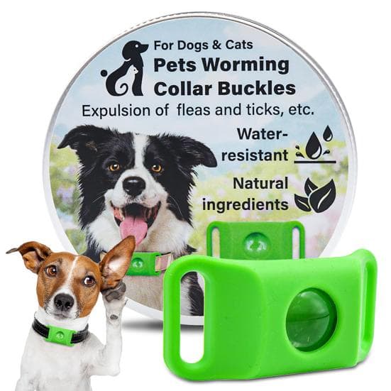 Étiquette étanche de prévention des puces et des tiques pour chiens et chats avec des ingrédients naturels vert