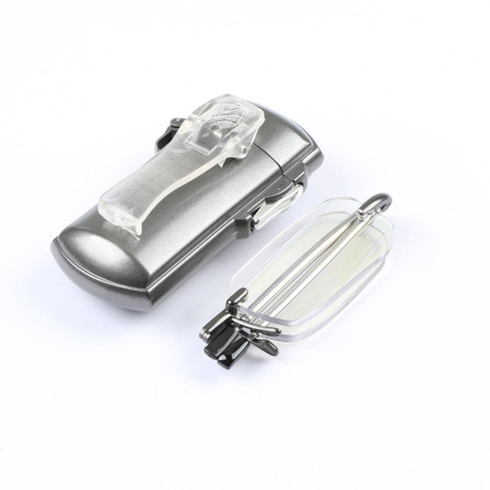 Mini lunettes de lecture portables pliantes sans cadre, pour femmes et hommes, branches réglables, avec étui, Clip de ceinture, lunettes presbytes