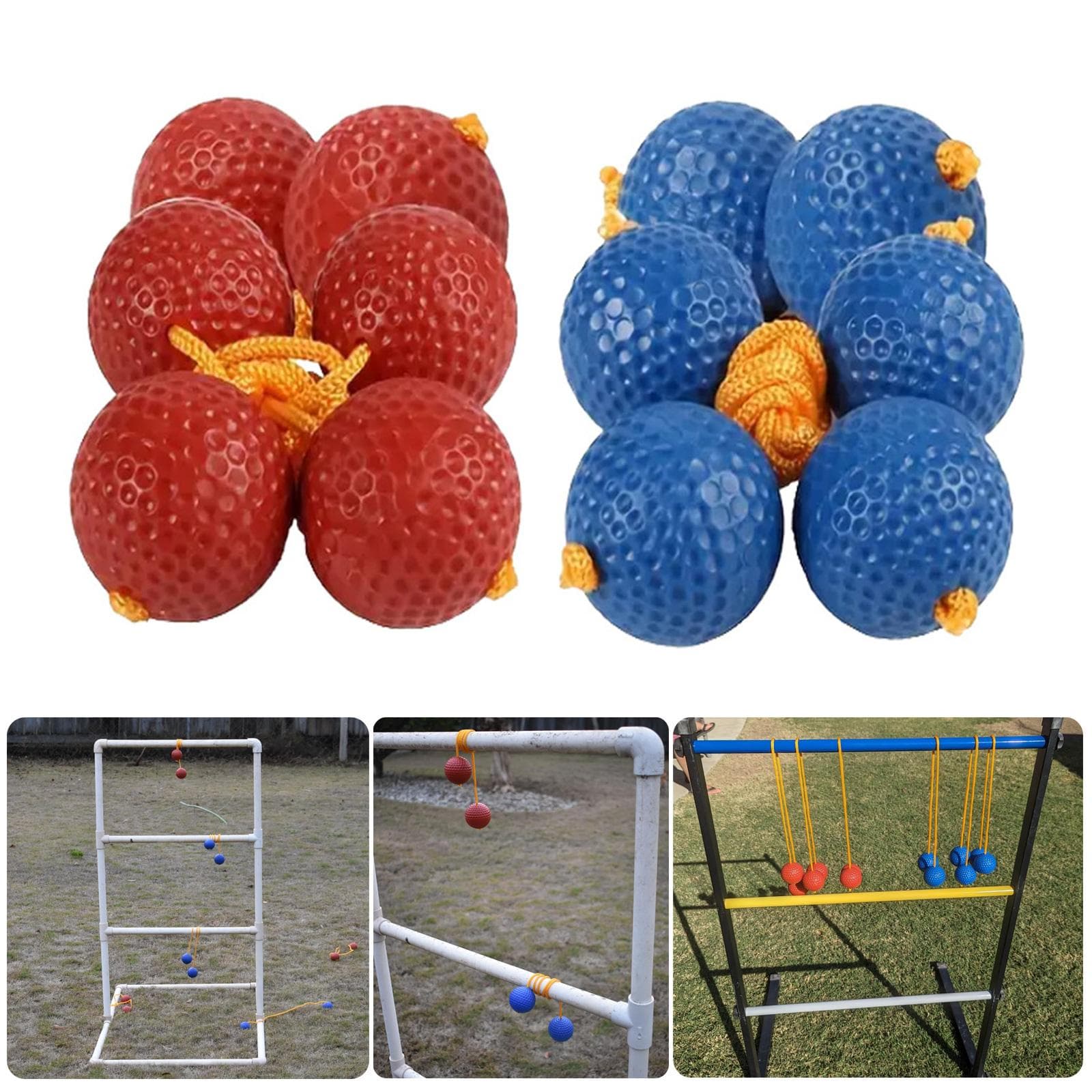 6 lots de Bolas Ladderball résistantes aux intempéries pour pelouse, pique-niques, activité de groupe pour activité de plein air blanc