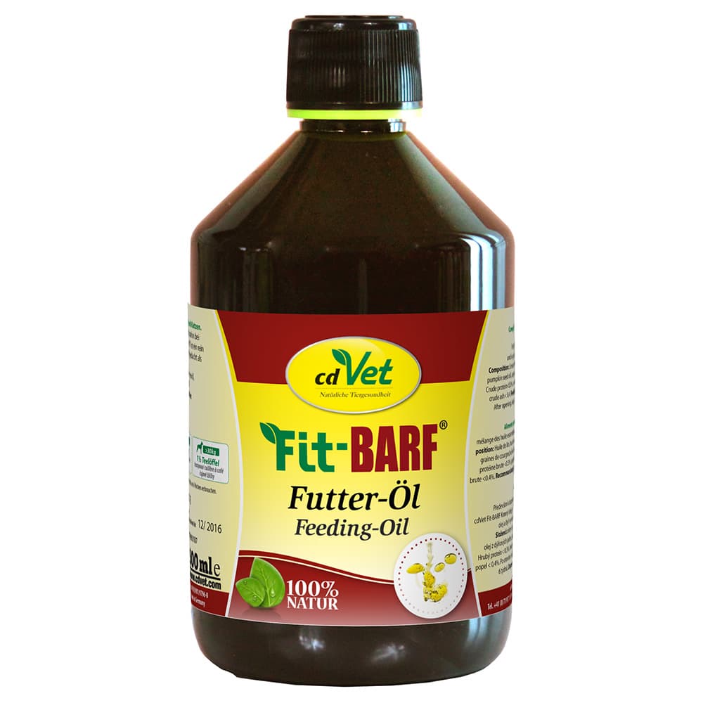 500ml cdVet Fit-BARF Huile d'alimentation complémentaire chats / chiens