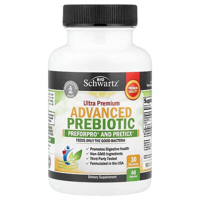 BioSchwartz, Ultra Premium Geavanceerde Prebiotica, 60 Capsules