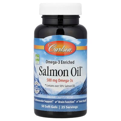 Carlson, Omega-3 Verrijkte Zalmolie, 50 Soft Gels