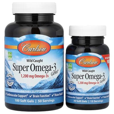 Carlson, Wildgevangen Super Omega-3 Gems®, 50 + 15 zachte gels