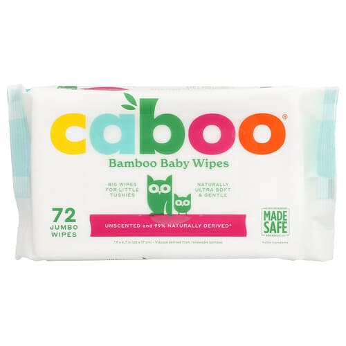Caboo, Bamboe babydoekjes, ongeparfumeerd, 72 jumbo doekjes