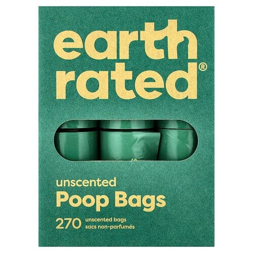 Earth Rated, Hondenpoepzakjes, ongeparfumeerd, 270 zakjes