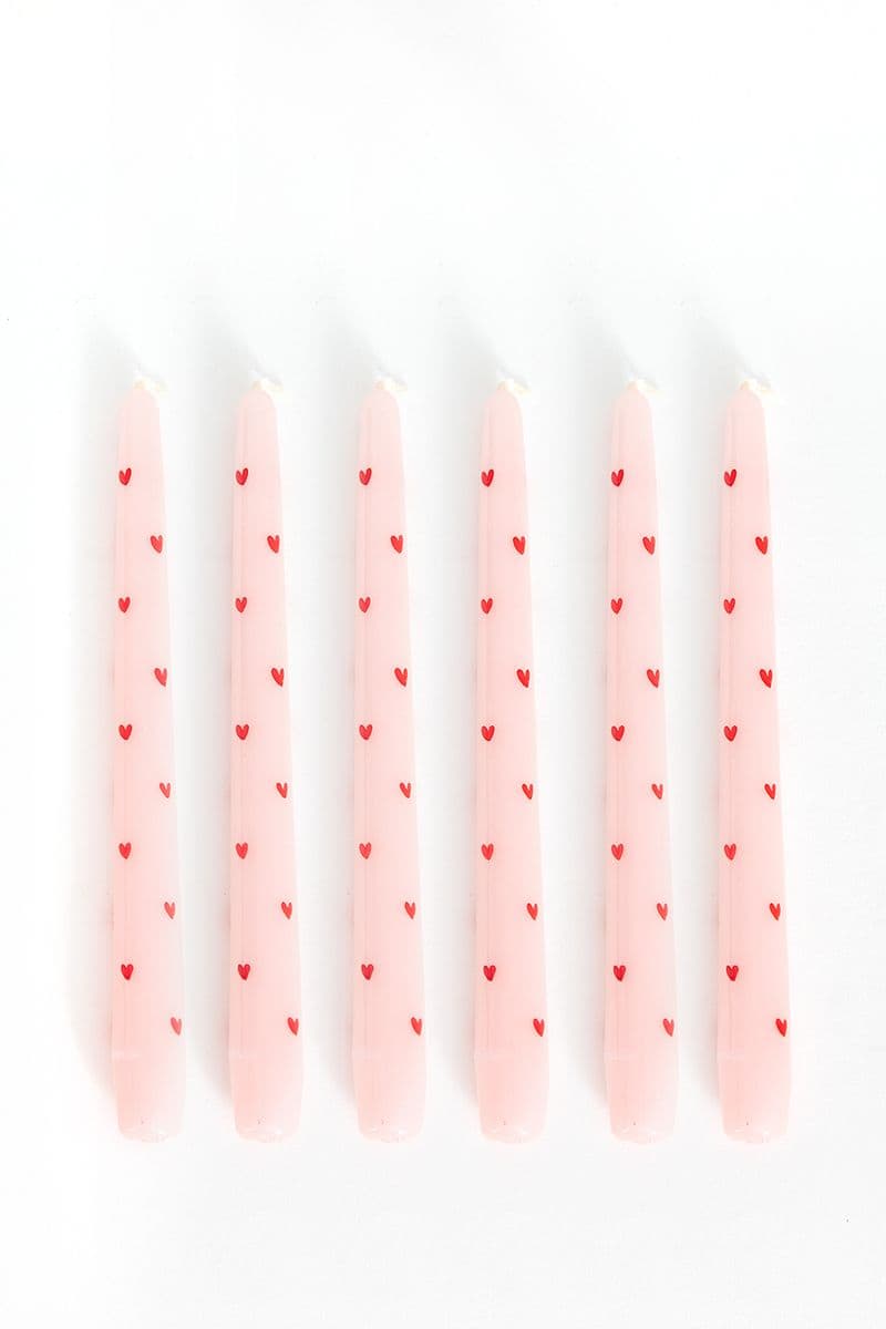 Bougies Chandelier Avec Petits Cœurs 25cm - Rose Clair