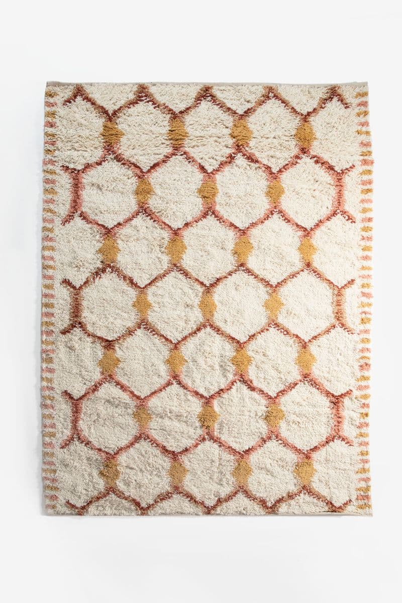 Tapis Avec Imprimé Nid D'abeille - Blanc