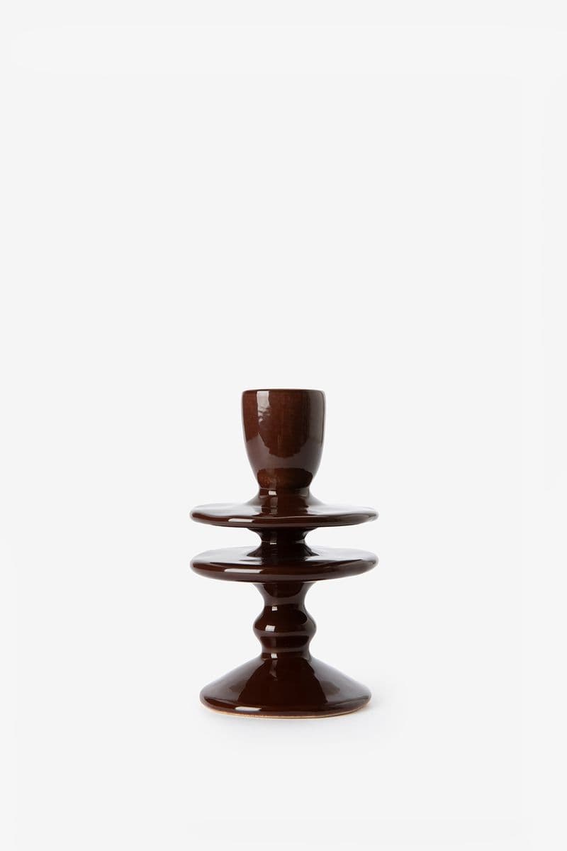Bougeoir Medium Ondulé - Marron