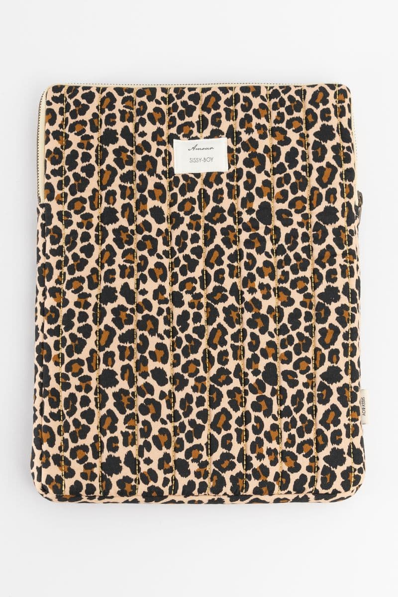 Bruine Laptophoes Met Leopard Print