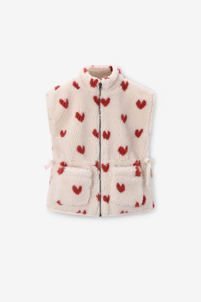 Wit Teddy Gilet Met Hartjes