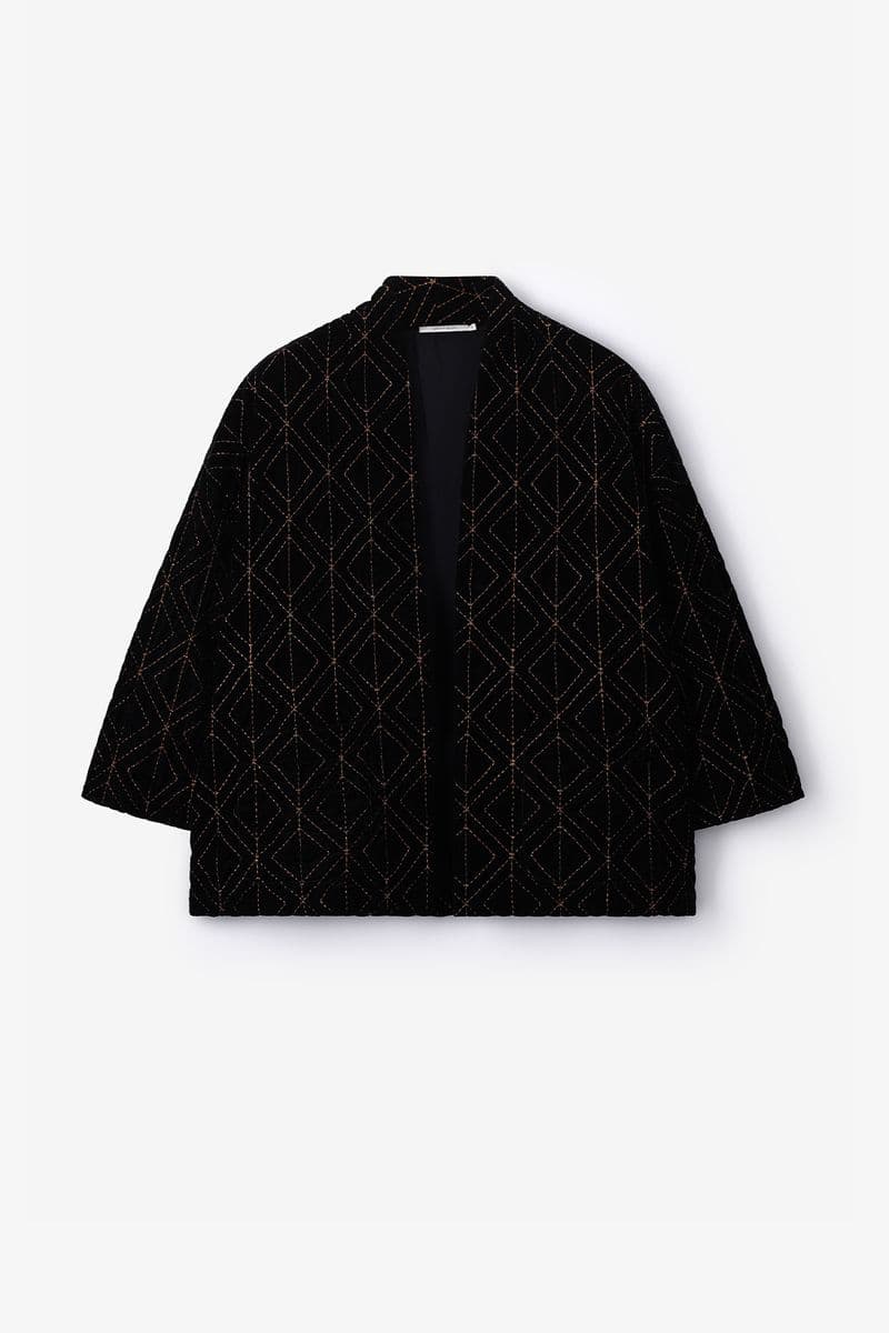 Kimono Avec Motif - Noir