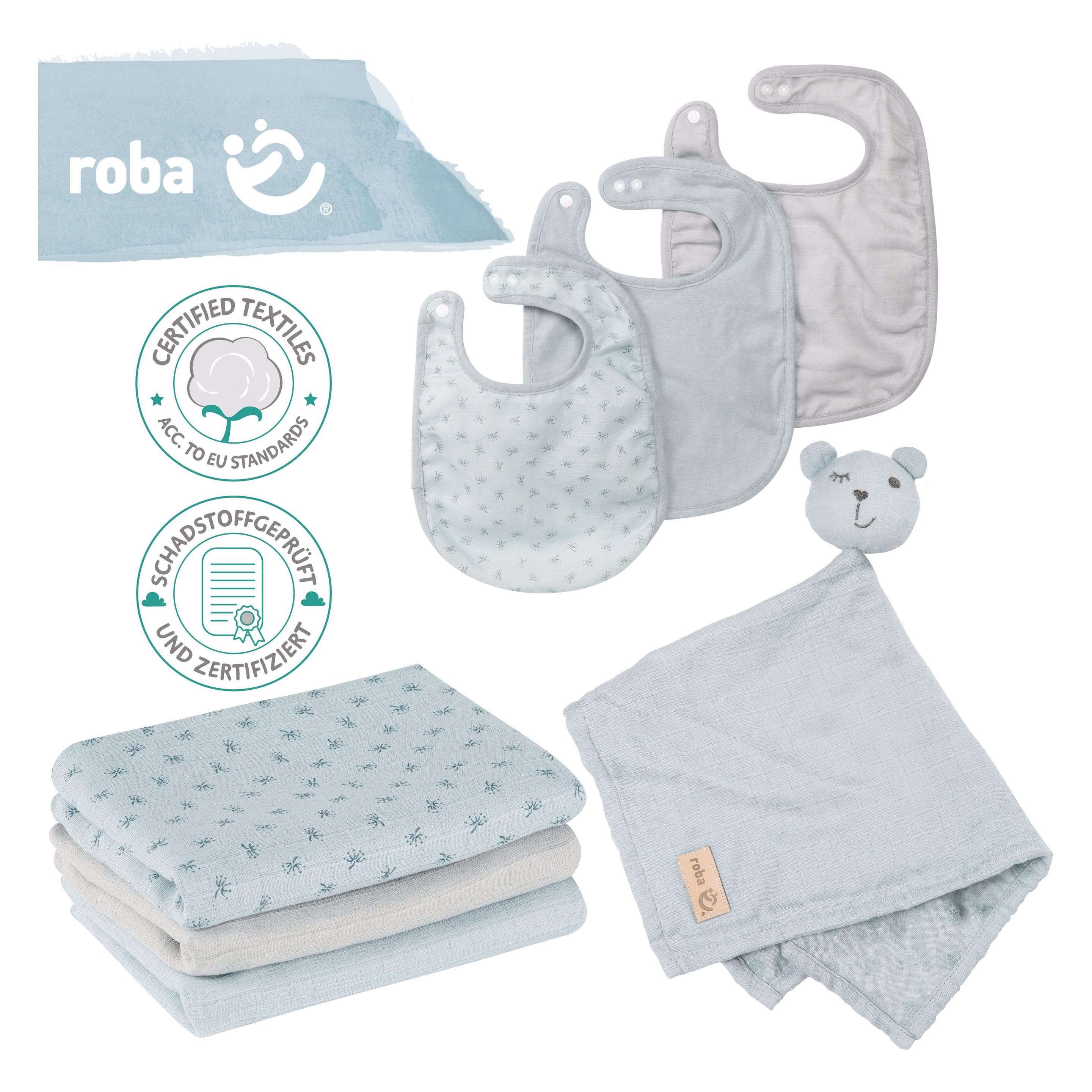 Roba, Slabbetje, Baby Essentials Geschenkset Lil Planet turquoise