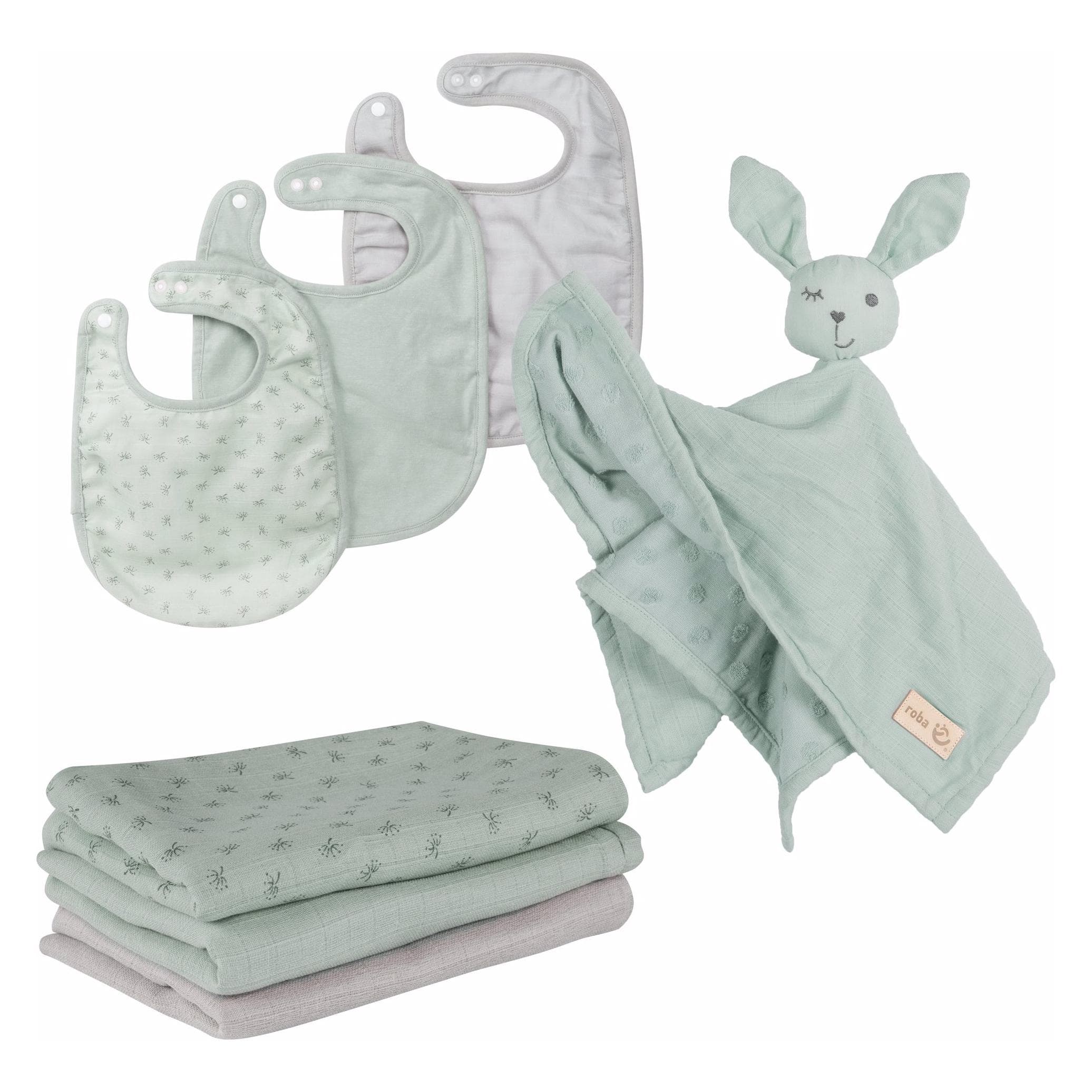 Roba, Slabbetje, Baby Essentials Geschenkset Lil Planet frosty green