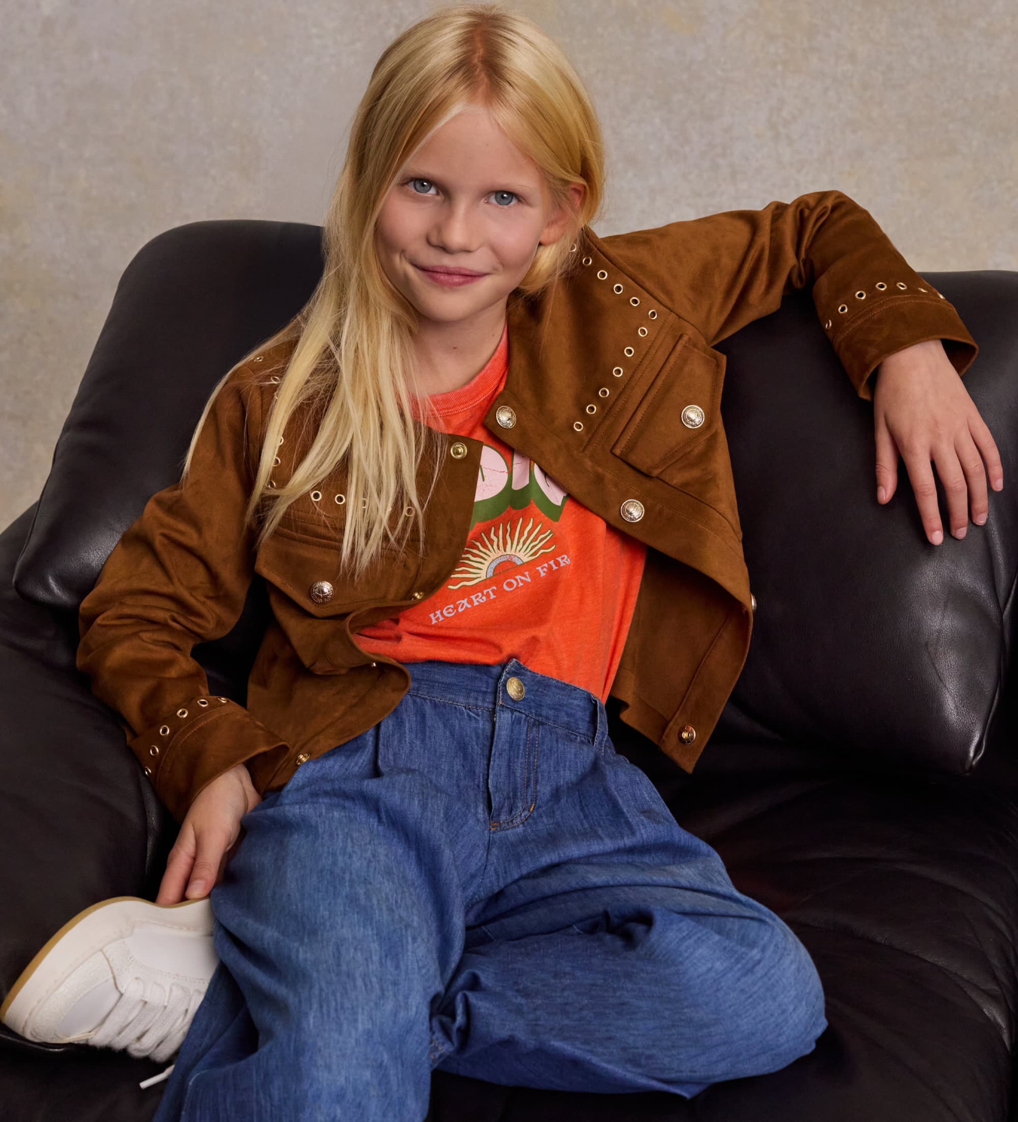 Zadig & Voltaire für Mädchen. X60560 Braune Wildlederjacke (14Y= 156/162cm), Lässig, Antelina, Kinderbekleidung
