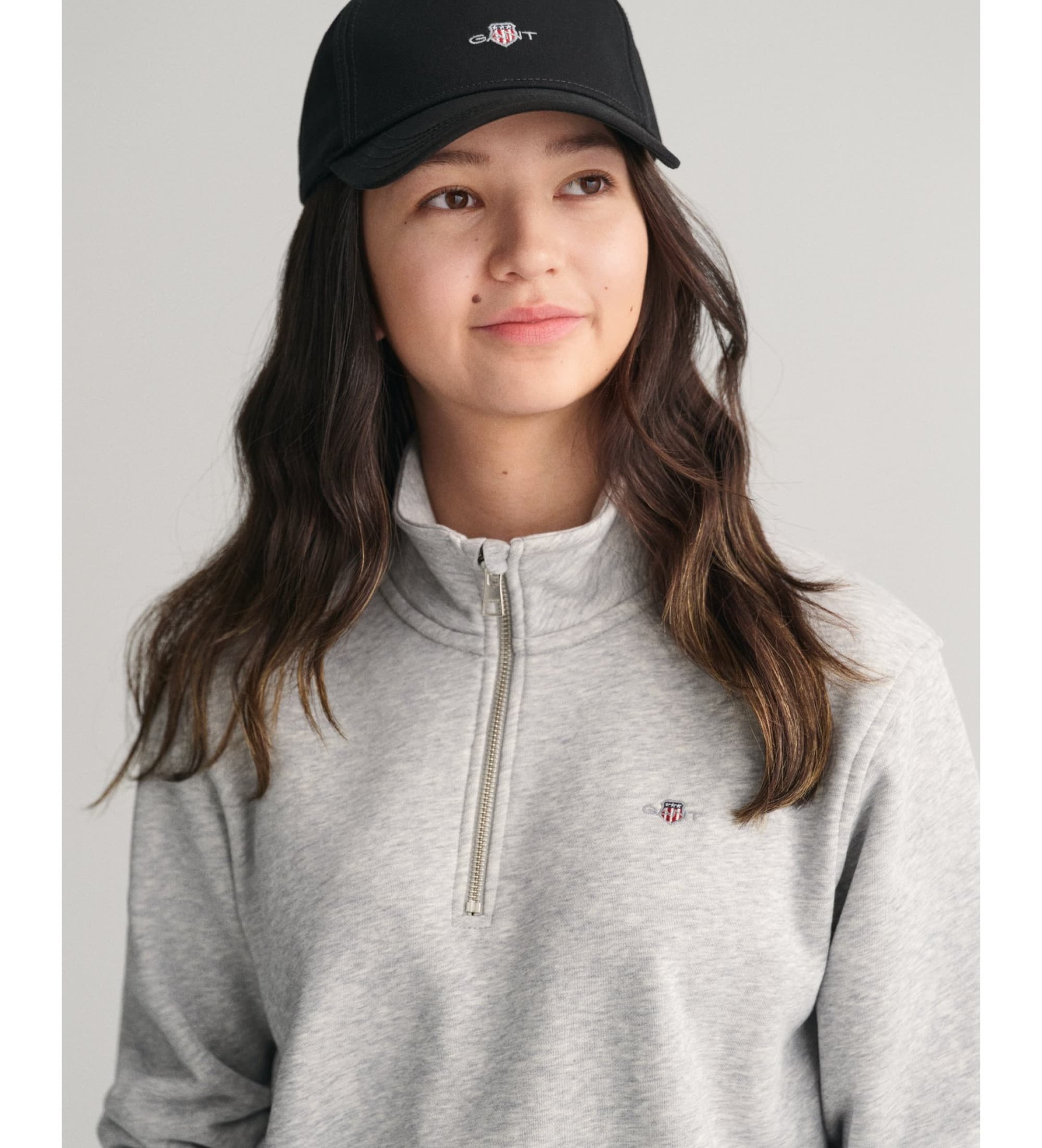 Gant Unisex für Kinder. 906895 Shield Sweatshirt mit halbem Reißverschluss grau (16años= 176cm), Lässig, Baumwolle, Kinderbekleidung