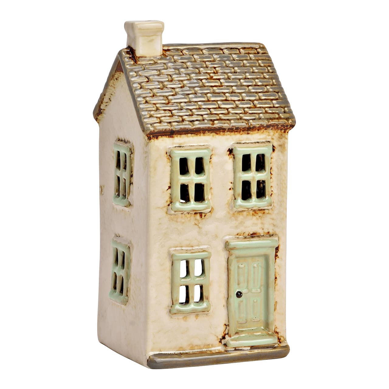 Lichthuis van steengoed, grijs/beige (B/H/D) 10x20x8cm