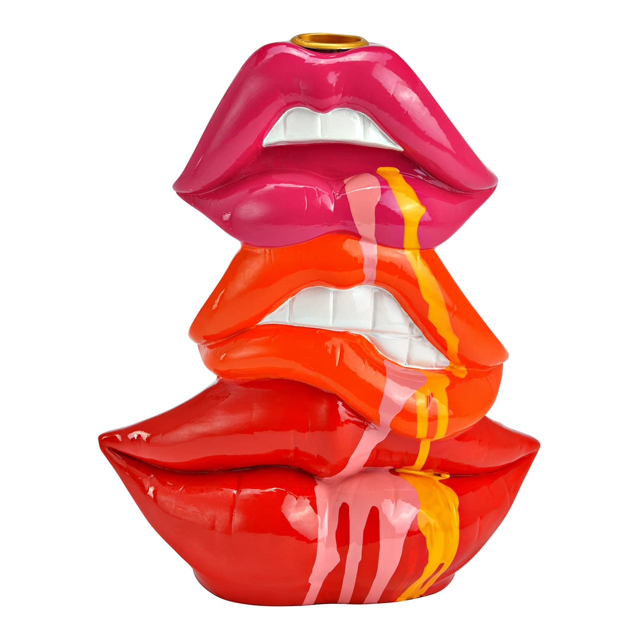 Kandelaar lippen van poly, roze/rood (B/H/D) 16x20x7cm