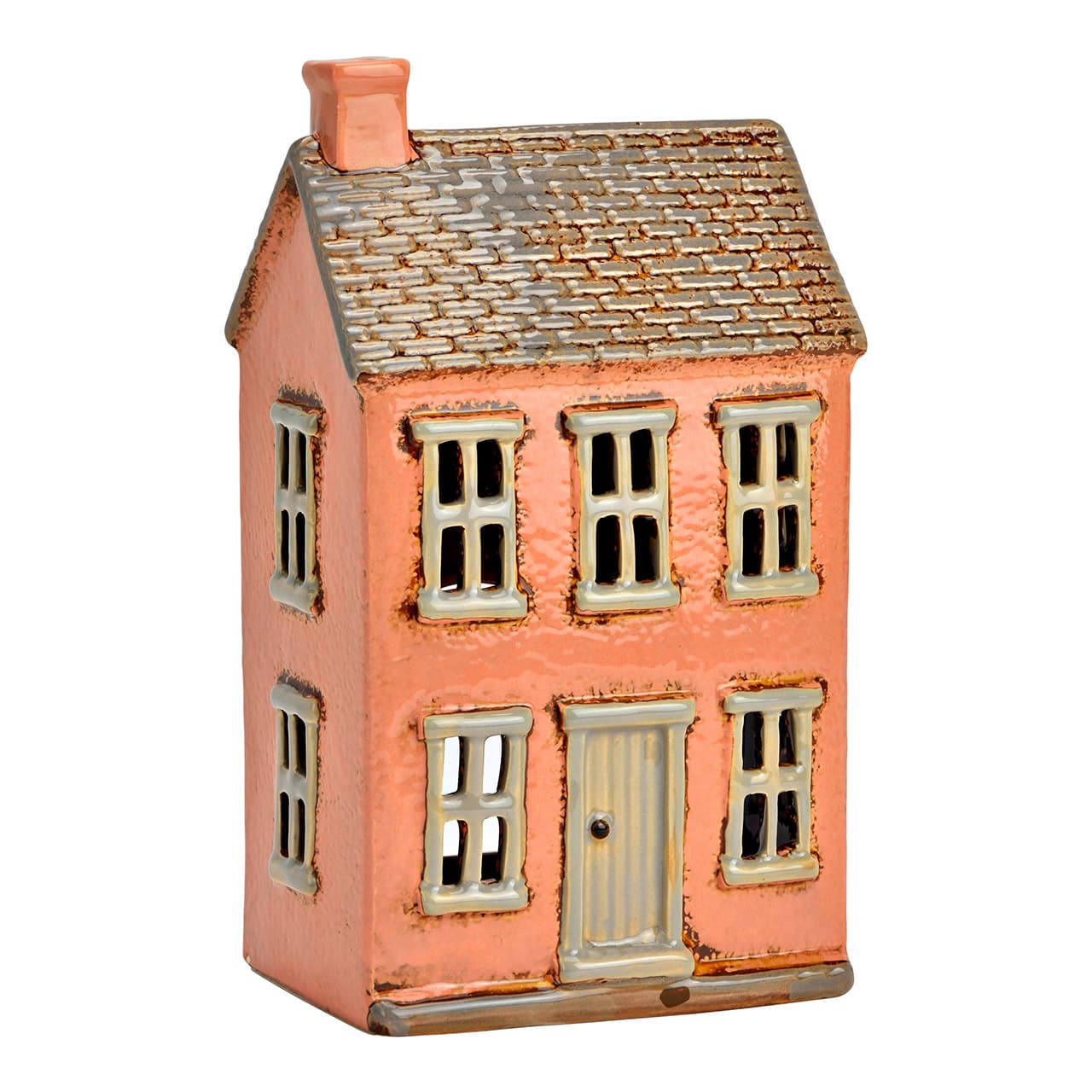 Lichthuis van steengoed, roze (B/H/D) 13x22x8cm
