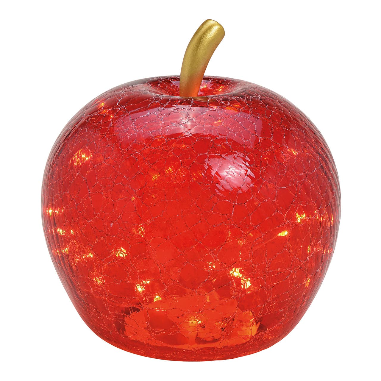 Appel met 30 leds, met timer, van glas, rood (B/H/D) 22x24x22cm