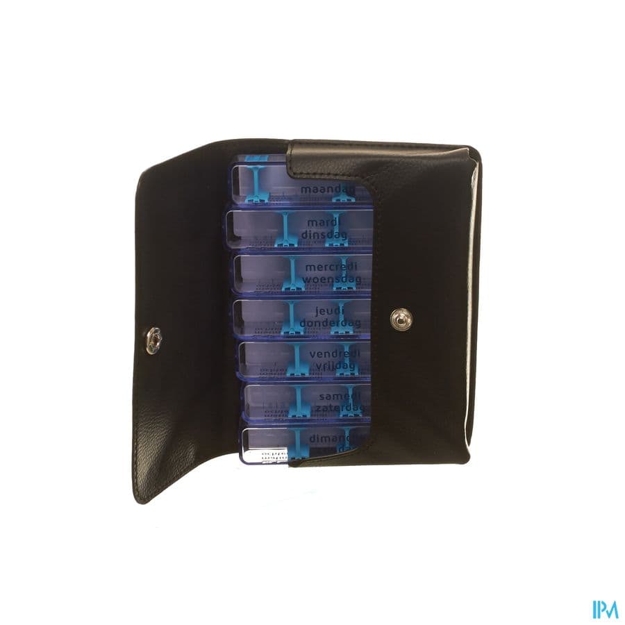 Medidose Leatherette Pilulier De Poche Bleu