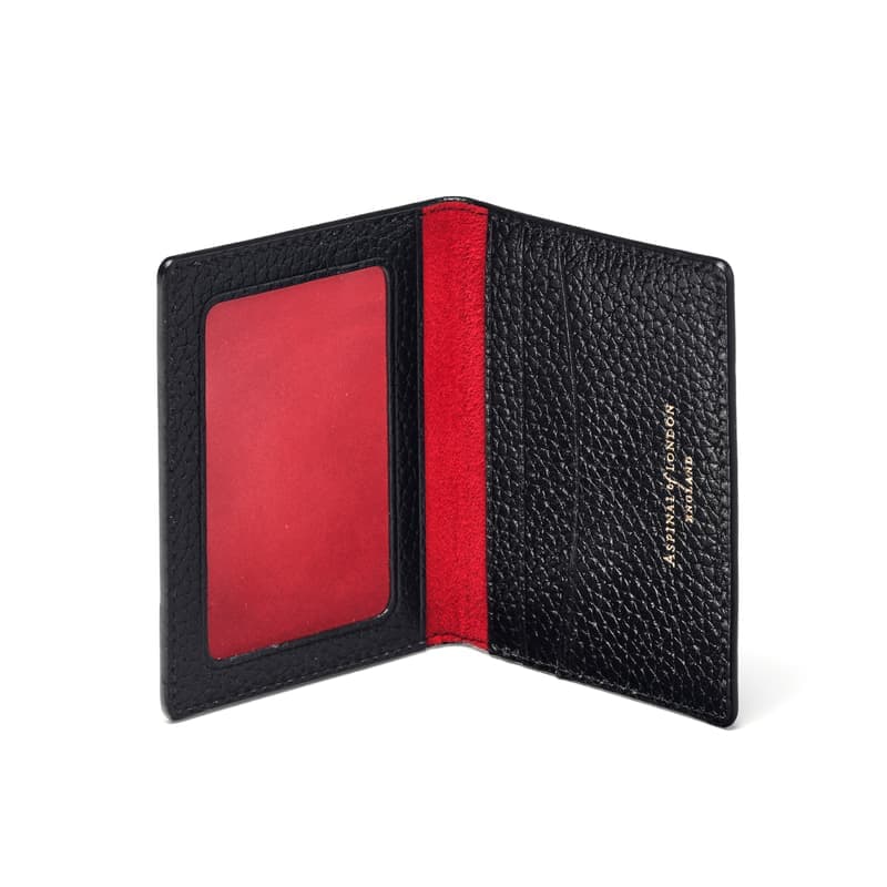 Aspinal of London ID & Travel Card Case in Black Pebble