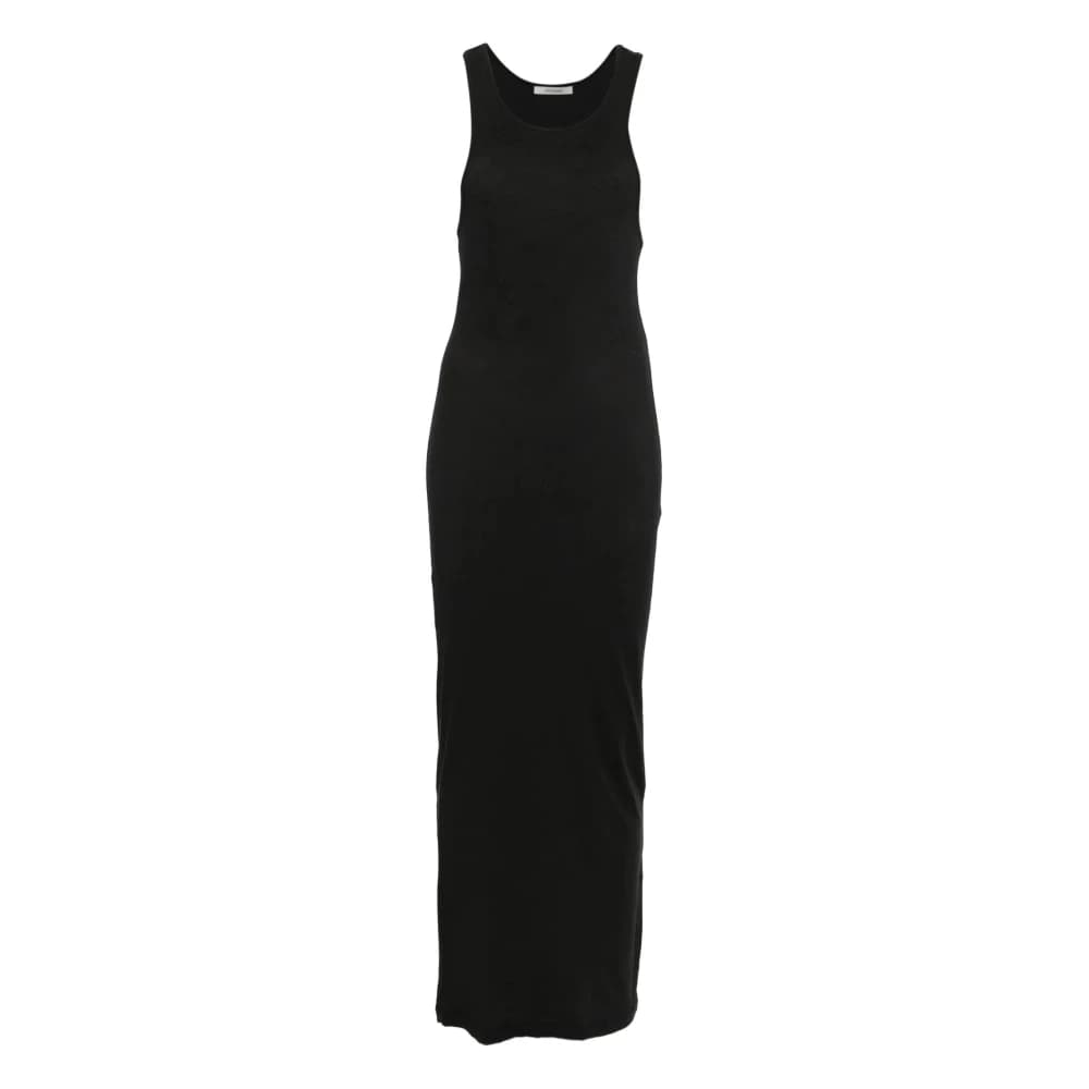 Racerback Ruched Midi Jurk - Dames - Casual kleedjes - Zwart - S - Katoen - Kleedjes
