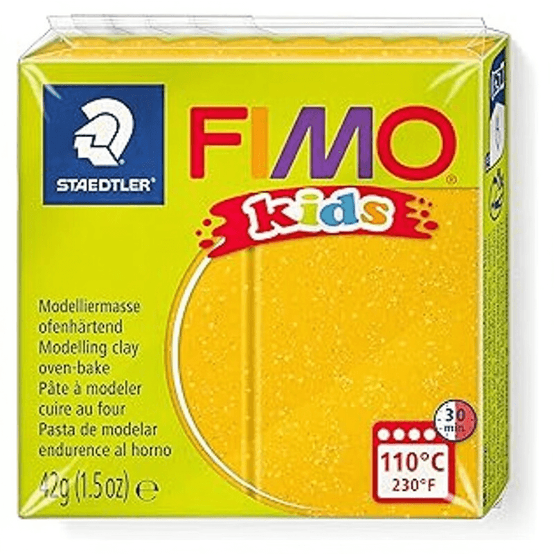 Städtler FIMO® Kids Goldglitzer Thermoknete, 42 g Block, portioniert