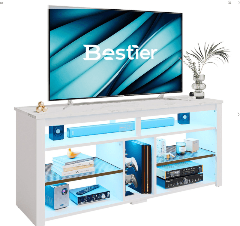 Bestier Lowboard TV-Schrank, Sideboard, Gaming-TV-Board mit LED-Beleuchtung (Breite 140 cm Fernsehtisch, 1 Stück, TV-Ständer für 55/60/65 Zoll