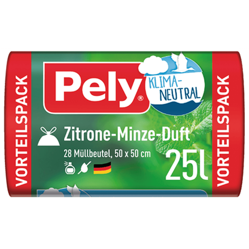 Pely Zugband-Beutel Zitronenduft 25l klimaneutral, 28 Stück, Vorteilspack