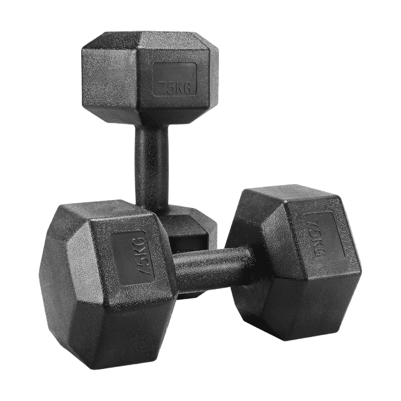 Yaheetech Hex-Kurzhantel-Set, Sechskant-Kurzhanteln für Krafttraining, Heimtrainingsgerät, Schwarz, (im Paar erhältlich) 2x7,5kg