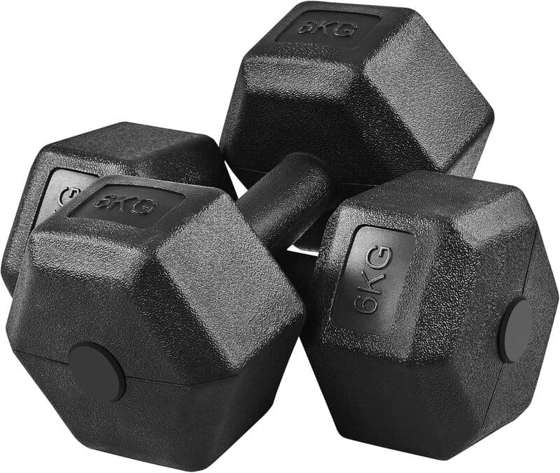 Yaheetech Hex-Kurzhantelsatz, Sechskant-Kurzhanteln für Krafttraining, Heimtrainingsgerät, Schwarz, (im Paar, 2x6kg)