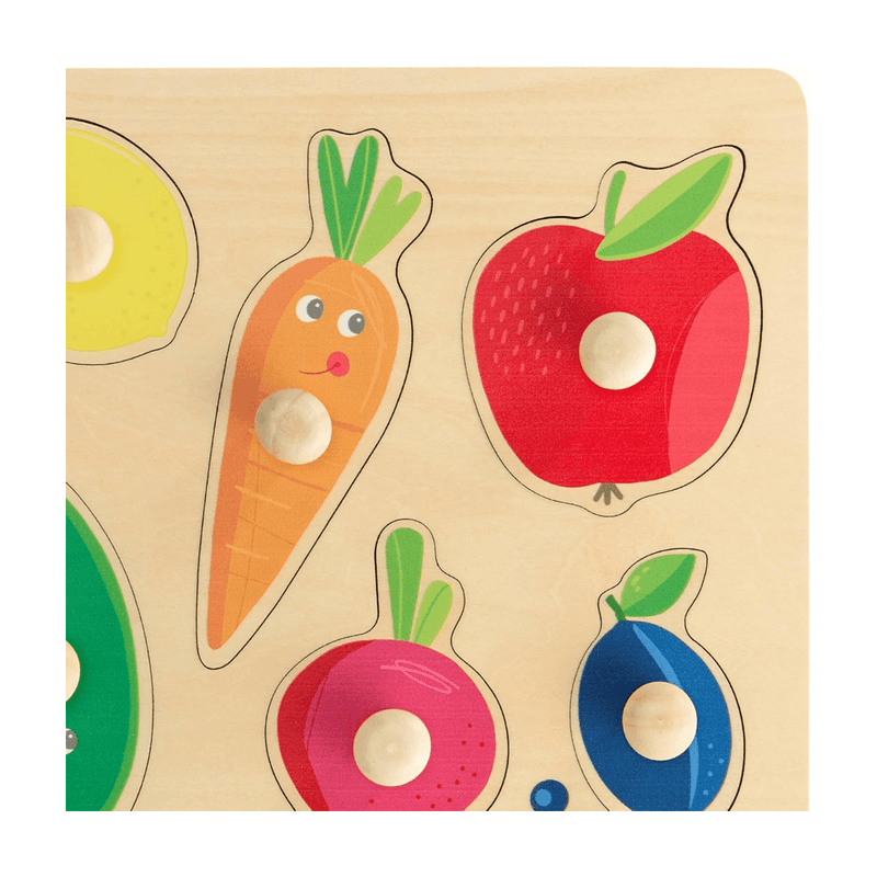 HABA Greifpuzzle Obst & Farben – Erstes Holzpuzzle mit großen Knöpfen – Farben Lernen & Formen erkennen – Für Kinder ab 12 Monaten –