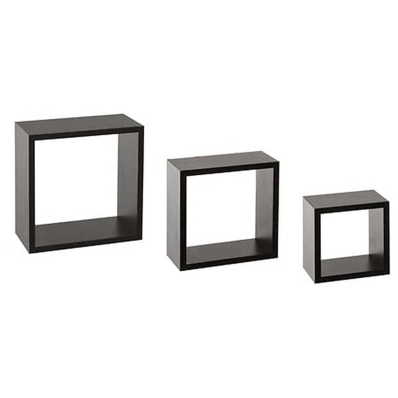 Wandregal Würfel Schwarz Klein Set aus 3