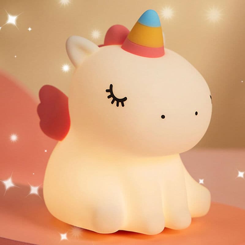VIVREAL Einhorn‑Nachtlicht für Kinder, niedlich, aus Silikon, dimmbar, LED, Squishy‑Material, wiederaufladbar, Touch‑Lampe für Mädchen &