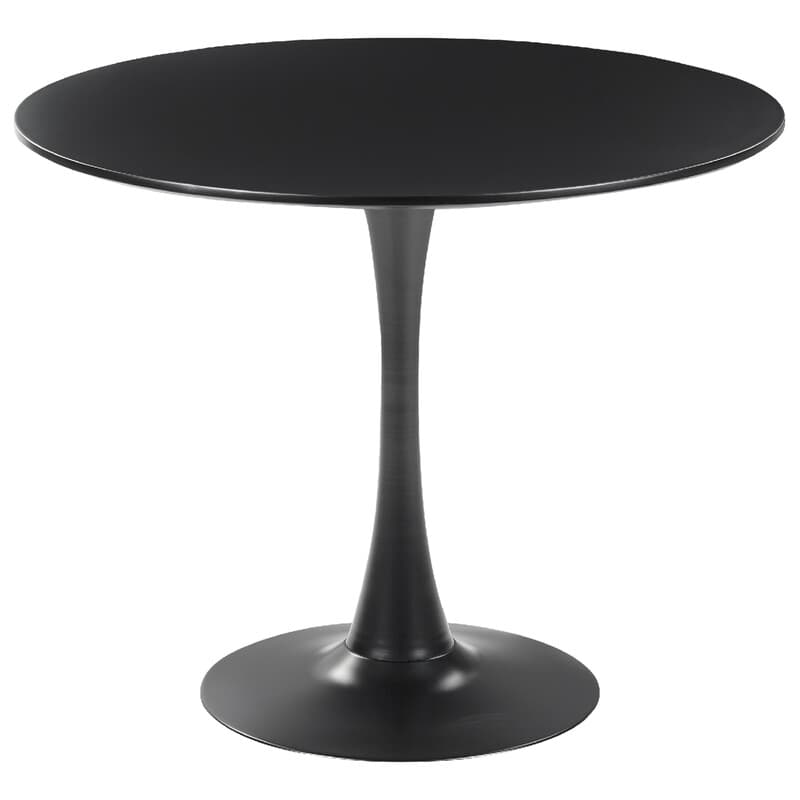 Beliani Schwarzer runder Esstisch für bis zu 4 Personen BOCA, Universeller Stil, Runder Esstisch, 90 cm Tischplatte Durchmesser, Esstisch für kleine