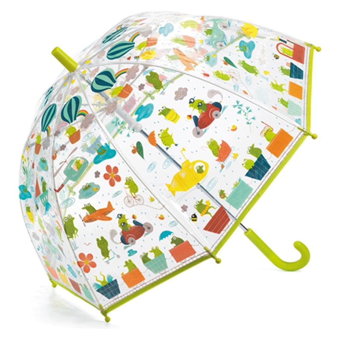 Djeco, Unisex, Paraplu, Paraplu kikkers 70x68cm, Veelkleurig