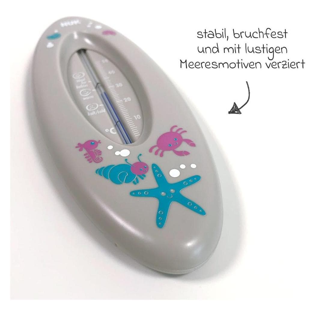 NUK, Babybadje, Badthermometer, voor veilig baden, natuurlijke meetvloeistof gemaakt van koolzaadolie, grijs