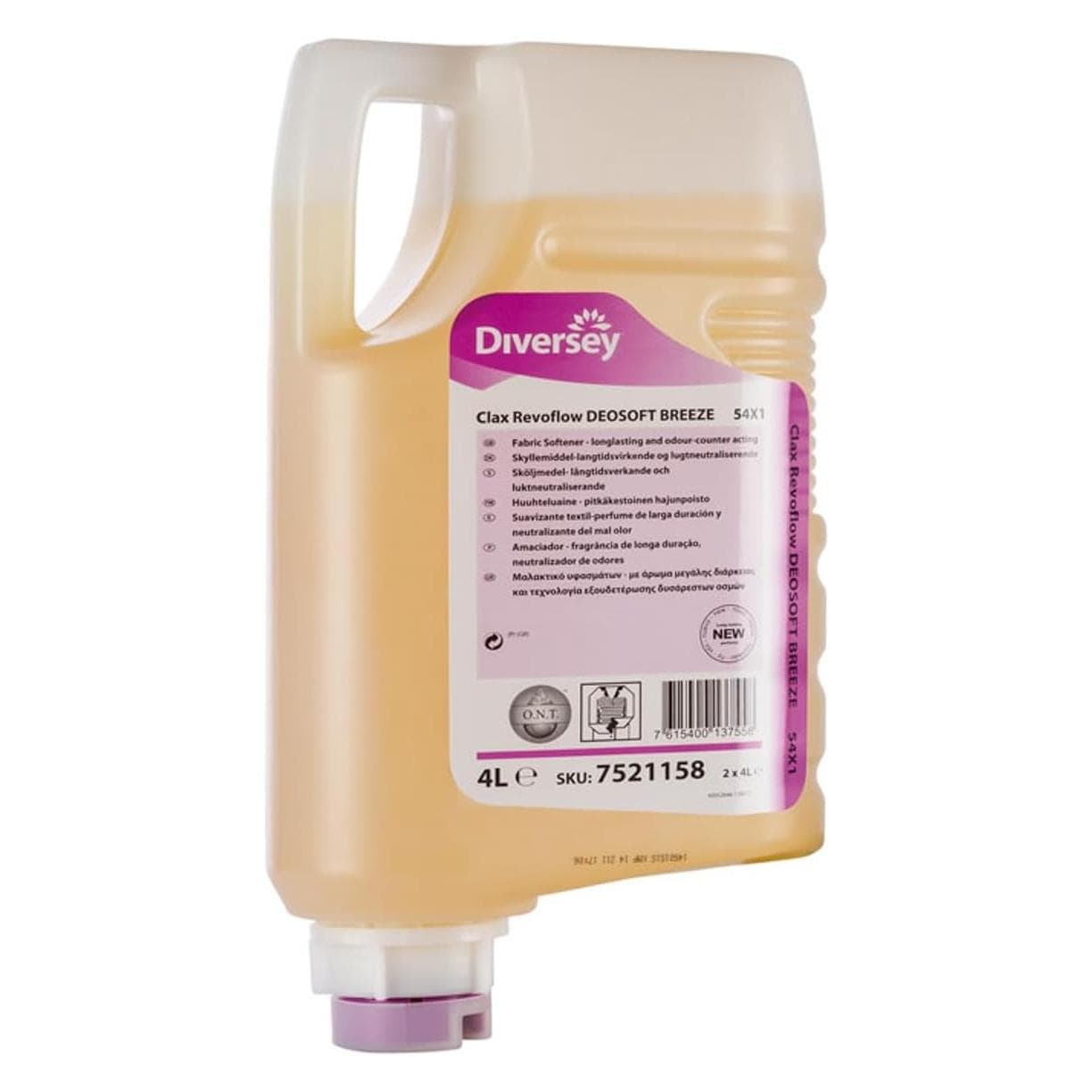 Diversey, Deodorants, Clax Revoflow DEOSOFT BR.54X1, Hooggeconcentreerde wasverzachter met Geurneutraliserende (1500 ml)
