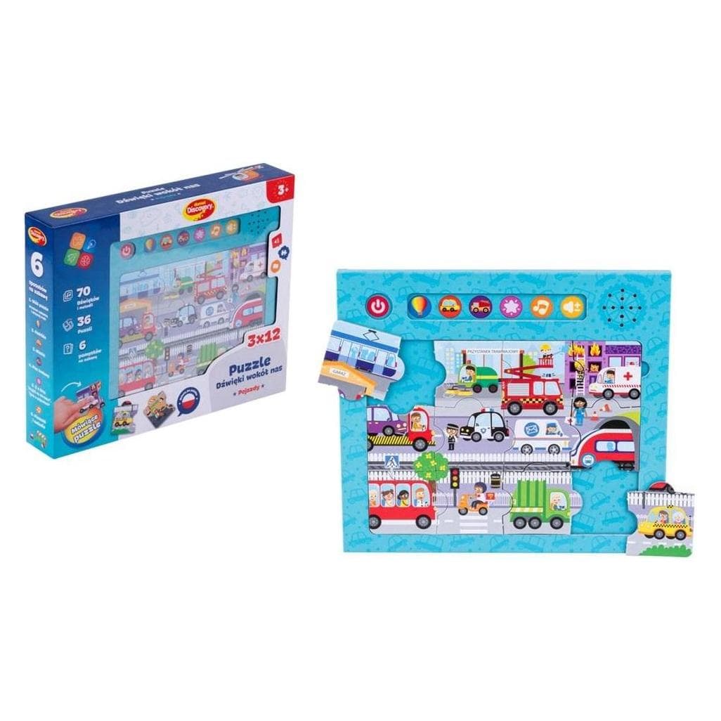 Komelon Dumel Puzzle Dzwięki Wokół NAS Pojazdy (36 onderdelen)