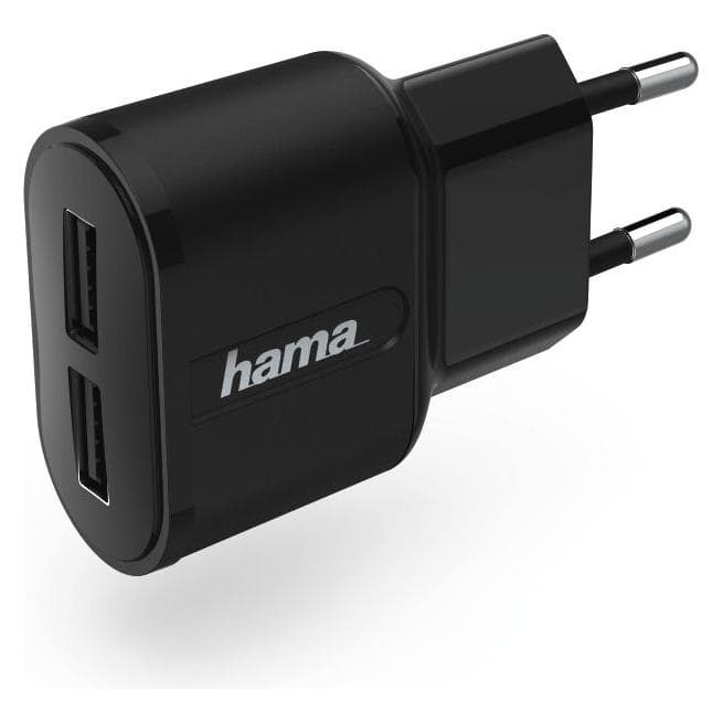 Hama Lader 2,4 A (12 W, 2 ports), USB-lader, Zwart