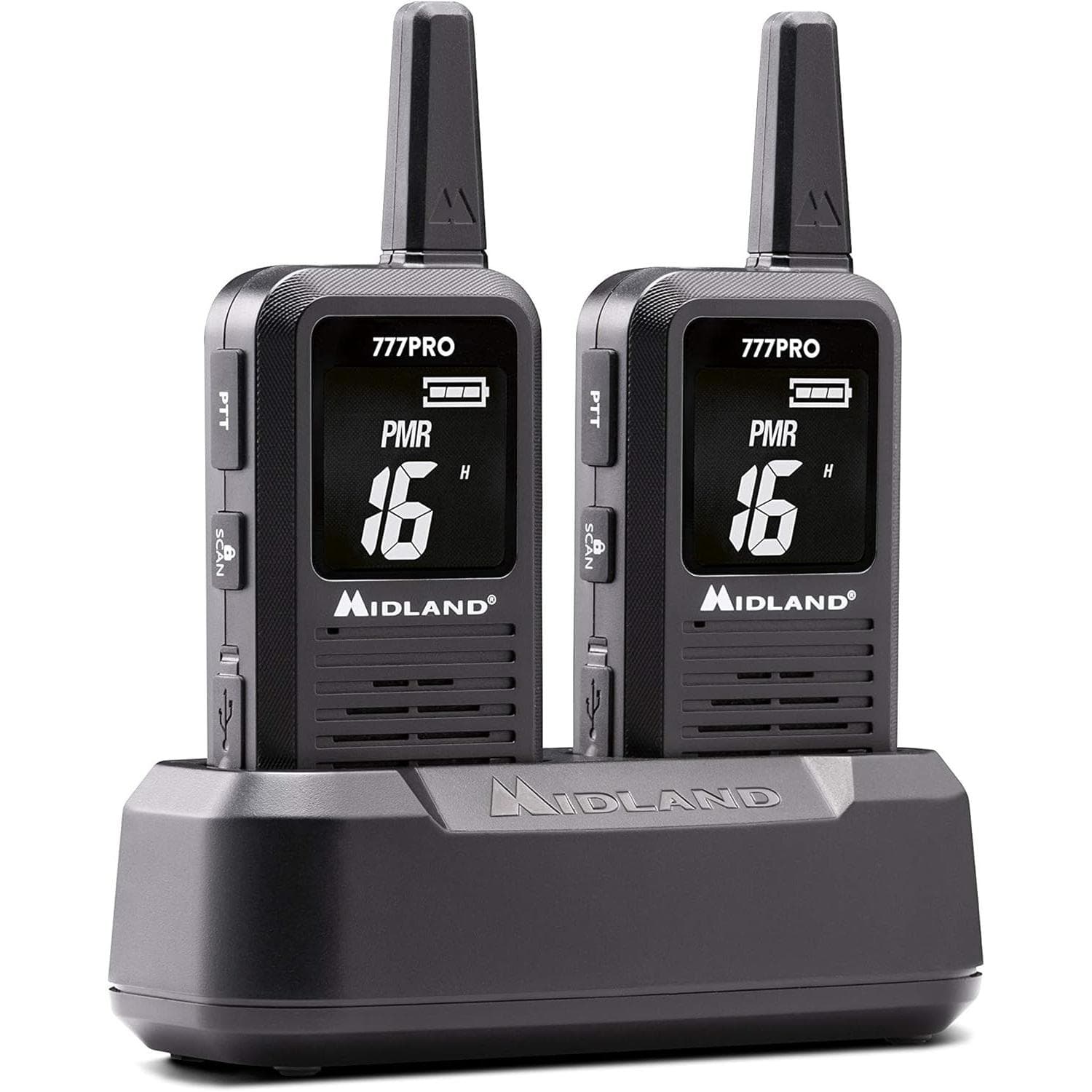 Midland 777 Pro, PMR+LPD, paar, Walkietalkie, Zwart