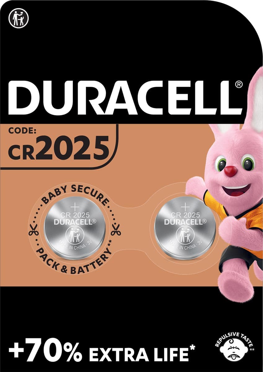 Duracell knoopcel Electronics CR2025, blister van 2 stuks